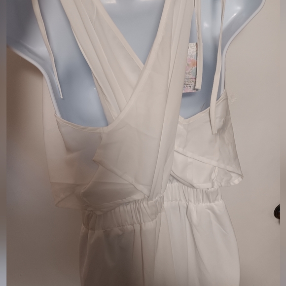 White Flowy, Open Shoulder "Deep Self" Dress - Picture 4 of 5